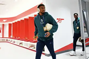 Arsenal V PSV Eindhoven 2023-24 Prints: Reiss Nelson Arrives at Emirates Stadium Ahead of Arsenal's Champions League Clash against PSV Eindhoven (2023/24)