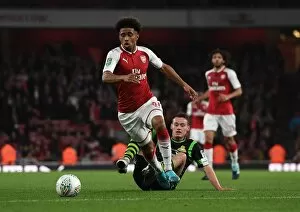 Arsenal v Doncaster Rovers - Carabao Cup 2017-18 Collection: Reiss Nelson (Arsenal) Liam Mandeville (Doncaster)