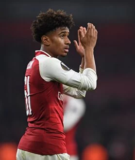 Images Dated 2nd November 2017: Reiss Nelson Celebrates after Arsenal's Europa League Victory over Red Star Belgrade