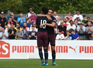 Reiss Nelson and Hector Bellerin Celebrate Goal: Borehamwood vs Arsenal Pre-Season Friendly (2018-19)