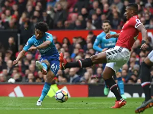 Manchester United V Arsenal 2017-18 Prints: Reiss Nelson vs. Antonio Valencia: Intense Shootout at Old Trafford (Manchester United vs)