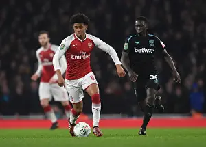 Arsenal V West Ham United - Carabao Cup 2017-18 Prints: Reiss Nelson vs. Domingos Quina: Carabao Cup Clash at Arsenal's Emirates Stadium