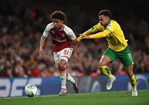 Arsenal V Norwich - Carabo Cup 4th Round 2017-18 Prints: Reiss Nelson vs. Josh Murphy: A Battle at the Emirates - Arsenal vs