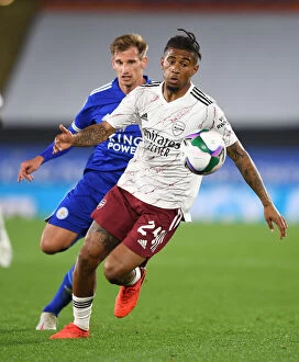 Images Dated 24th September 2020: Reiss Nelson vs Leicester City: Arsenal's Star Forward Faces Off in Carabao Cup Showdown
