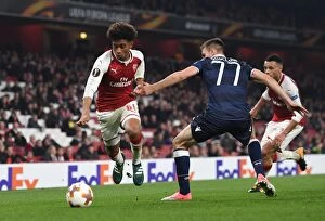 Images Dated 2nd November 2017: Reiss Nelson vs Marko Gobeljic: Battle at Emirates Stadium - Arsenal FC vs Crvena Zvezda