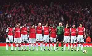 Arsenal V Liverpool 2006-07 Prints: Remembrance Day Tribute: Arsenal Players Observing a Minute's Silence Before 3:0 Liverpool Win