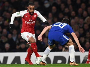 Chelsea V Arsenal - Carabao Cup 1/2 Final 1st Leg 2017-18 Prints: A Riveting Battle: Alexis Lacazette vs