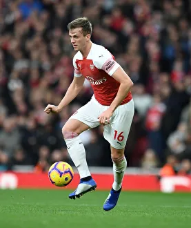 Rob Holding in Action: Arsenal vs. Tottenham Premier League Clash, London 2018