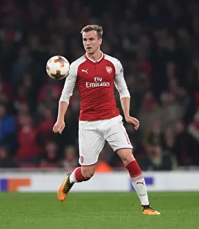 Arsenal V Red Star Belgrade 2017-18 Prints: Rob Holding in Action: Arsenal vs Crvena Zvezda, Europa League 2017