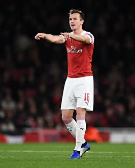 Images Dated 8th November 2018: Rob Holding in Action: Arsenal vs. Sporting CP, UEFA Europa League 2018-19
