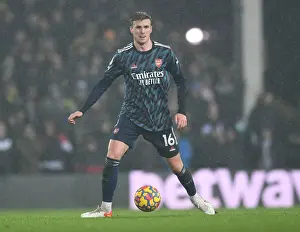 Rob Holding in Action: Arsenal's Defensive Showdown at Norwich City, Premier League 2021-22