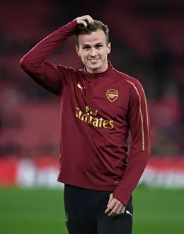 Arsenal V Blackpool Carabao Cup 2018-19 Prints: Rob Holding: Arsenal's Defensive Fortress in Carabao Cup Clash Against Blackpool