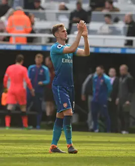 Newcastle United V Arsenal 2017-18 Prints: Rob Holding Celebrates with Arsenal Fans after Newcastle United Victory