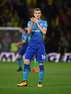 Watford V Arsenal 2017-18 Prints: Rob Holding Celebrates with Arsenal Fans after Watford Victory, 2017-18 Premier League