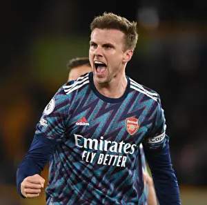 Rob Holding Celebrates Arsenal's Win at Wolverhampton Wanderers, Premier League 2021-22