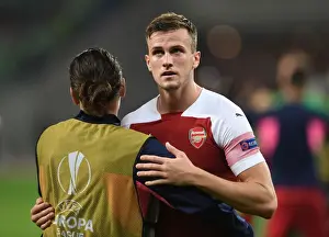 Qarabag V Arsenal 2018-19 Prints: Rob Holding and Hector Bellerin: Arsenal's Defensive Duo Celebrate Victory Against Qarabag in Europa League