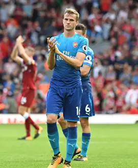 Liverpool V Arsenal 2017-18 Prints: Rob Holding: Post-Match Reaction at Anfield (Liverpool v Arsenal, 2017-18)