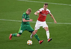 Arsenal V FC Vorskla Poltava 2018_19 Prints: Rob Holding Stops Vladyslav Kulach: Arsenal's Defensive Standout Moment vs Vorskla Poltava in Europa League