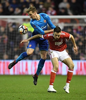 Nottingham Forest V Arsenal FA Cup 3rd Round 2017-18 Prints: Rob Holding vs Ben Brereton: A Battle in the FA Cup Third Round - Arsenal vs Nottingham Forest