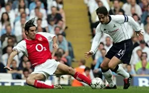 Images Dated 25th April 2004: Robert Pires (Arsenal) Jamie Redknapp (Tottenham). Tottenham Hotspur v Arsenal