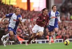 Arsenal v Blackburn Rovers 2005-6 Collection: Robert Pires (Arsenal) Michael Gray and Morten Gamst Pedersen (Blackburn)