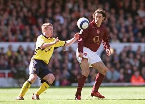 Arsenal v Aston Villa 2005-6 Collection: Robert Pires (Arsenal) Steven Davis (Villa). Arsenal 5: 0 Aston Villa