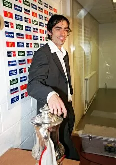 Robert Pires waits to do an interview after the match. Arsenal 1: 0 Southampton