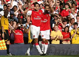 Arsenal V Inter Milan 2007-08 Prints: Robin van Perise (Arsenal) celebrates scoring Arsenals 2nd goal with Mathieu Flamini