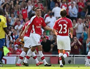 Robin van Perise celebrates scoring Arsenals 4th goal his 2nd