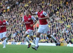 Norwich City V Arsenal 2011-12 Prints: Robin van Persie and Aaron Ramsey Celebrate Arsenal's First Goal vs Norwich City (2011-12)