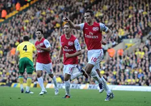 Norwich City V Arsenal 2011-12 Prints: Robin van Persie and Aaron Ramsey: Celebrating Arsenal's First Goal vs Norwich City (2011-12)