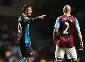 Aston Villa V Arsenal 2011-12 Prints: Robin van Persie and Alan Hutton: A Moment of Respite Amidst the Aston Villa vs