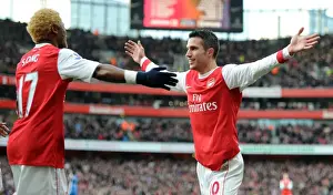 Arsenal V Wigan Athletic 2010-11 Prints: Robin van Persie and Alex Song: Arsenal's Unstoppable Duo Score First Goals in 3:0 Victory over Wigan Athletic