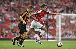 Images Dated 27th September 2008: Robin van Persie (Arsenal) Andy Dawson (Hull)
