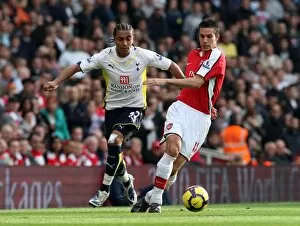 Images Dated 31st October 2009: Robin van Persie (Arsenal) Benoit Assou-Ekotto (Tottenham)