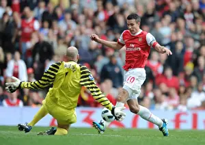 Arsenal V Aston Villa 2010-11 Prints: Robin van Persie (Arsenal) Brad Friedel (Aston Villa). Arsenal 1: 2 Aston Villa
