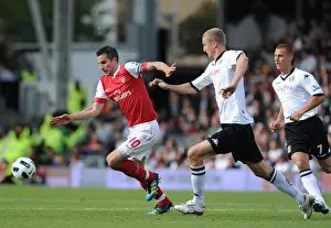 Fulham V Arsenal 2010-11 Prints: Robin van Persie (Arsenal) Brede Hangeland (Fulham). Fulham 2: 2 Arsenal