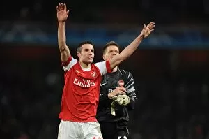 Arsenal v Barcelona 2010-11 Gallery: Robin van Persie (Arsenal) celebrates at the end of the match. Arsenal 2: 1 Barcelona