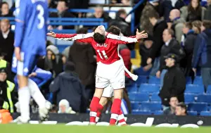 Robin van Persie (Arsenal) celebrates at the final whistle