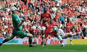 Arsenal v Wigan Athletic 2009-10 Collection: Robin van Persie (Arsenal) Chris Kirkland (Wigan)