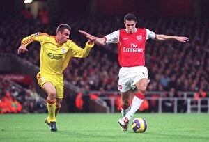 Images Dated 13th November 2006: Robin van Persie (Arsenal) Jamie Carragher (Liverpool)