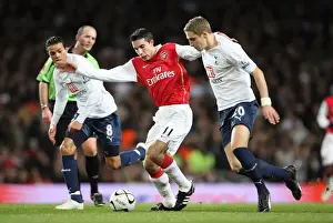 Arsenal V Tottenham- Carling Cup 2007-8 Prints: Robin van Persie (Arsenal) Jermaine Jenas and Michael Dawson (Tottenham)