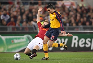 AS Roma v Arsenal 2008-9 Collection: Robin van Persie (Arsenal) John Arne Riise (Roma)
