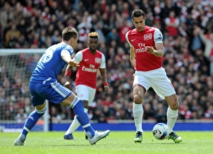 Arsenal v Chelsea 2011-12 Collection: Robin van Persie (Arsenal) John Terry (Chelsea). Arsenal 0: 0 Chelsea. Barclays Premier League