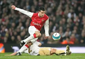 Arsenal v Middlesbrough 2007-08 Collection: Robin van Persie (Arsenal) Luke Young (Middlesbrough)