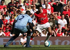 Arsenal V Manchester City 2007-08 Prints: Robin van Persie (Arsenal) Micah Richards (Man City)