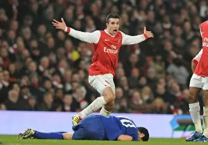 Images Dated 1st February 2011: Robin van Persie (Arsenal) Mikel Arteta (Everton). Arsenal 2: 1 Everton
