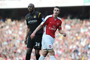 Arsenal V Manchester City 2009-10 Prints: Robin van Persie (Arsenal) Patrick Vieira (Man City). Arsenal 0: 0 Manchester City