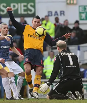 Cardiff City V Arsenal FA Cup Prints: Robin van Persie (Arsenal) Peter Enckelman (Cardiff)