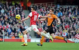 Arsenal V Wolverhampton Wanderers 2010-11 Prints: Robin van Persie (Arsenal) Richard Stearman (Wolves). Arsenal 2: 0 Wolverhampton Wanderers